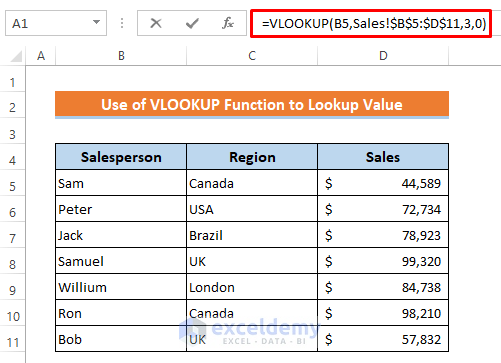 How To Lookup Value From Another Sheet In Excel 3 Easy Methods 