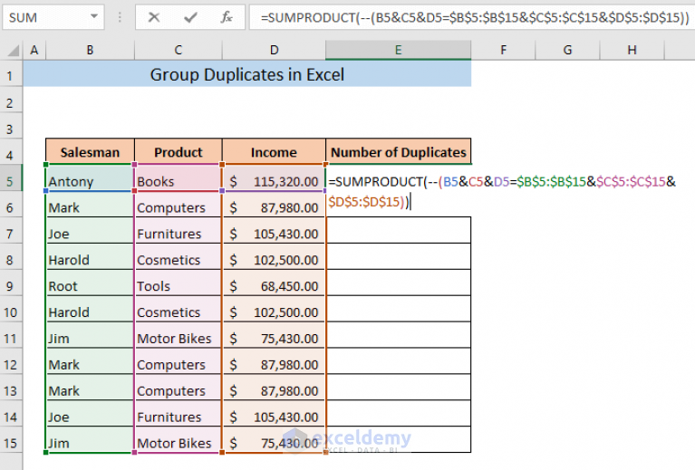 How To Group All Duplicates Together In Excel