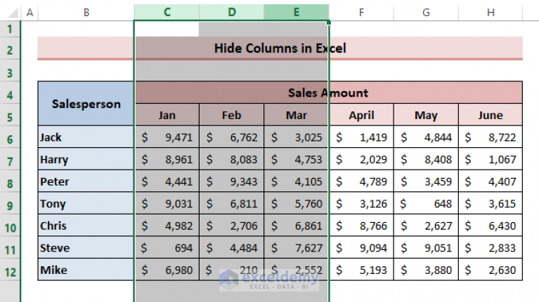 How To Hide And Unhide Columns In Excel? Quickexcel Excel With No Vba 2 ...