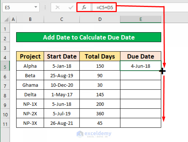 How To Calculate Due Date With Formula In Excel 7 Ways Exceldemy 1503