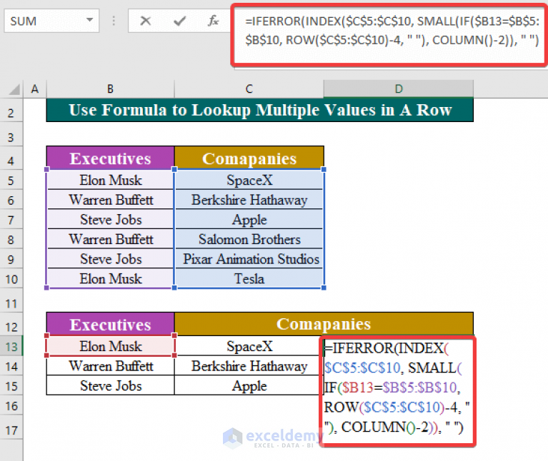 How To Lookup Multiple Cells In Excel