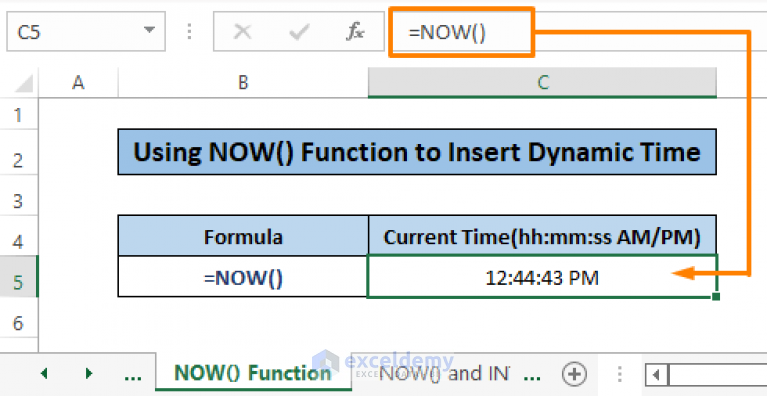 Excel Current Time In Cell