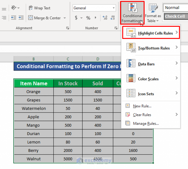 How to Perform If Zero Leave Blank Formula in Excel (4 Methods)