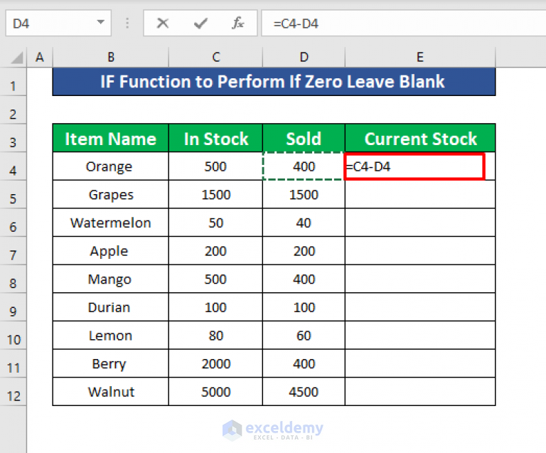 how-to-perform-if-zero-leave-blank-formula-in-excel-4-methods