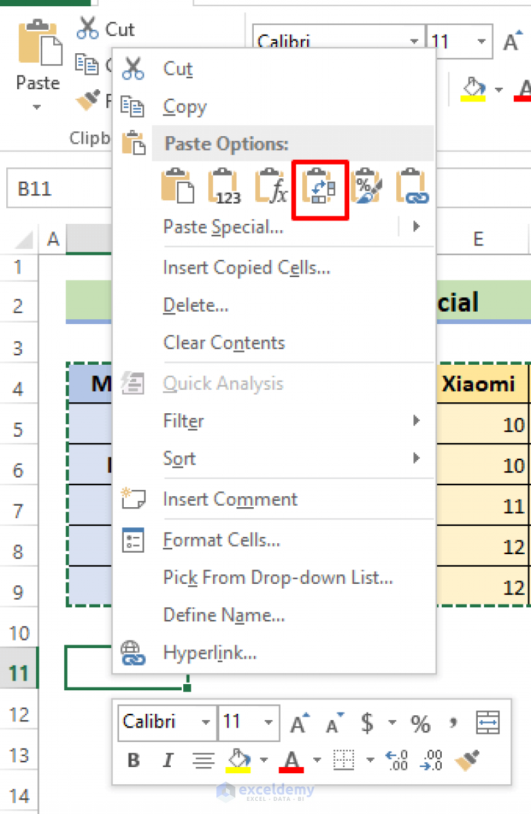 How to Switch Rows and Columns in Excel (5 Methods) - ExcelDemy