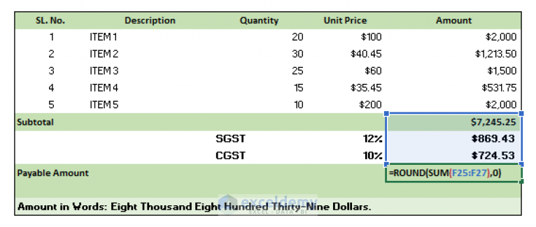 Tally Bill Format In Excel Create With 7 Easy Steps Exceldemy 0600