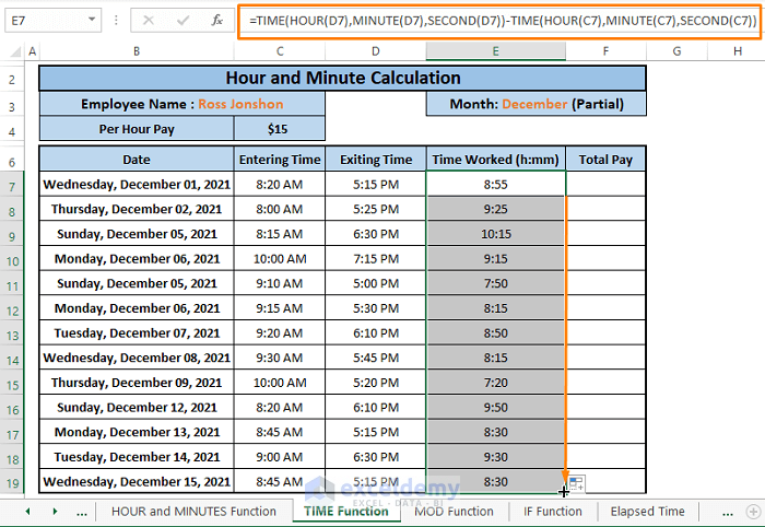 How To Calculate Hours And Minutes For Payroll Excel 7 Easy Ways