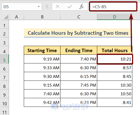 How To Calculate Hours Between Two Times In Excel 6 Methods ExcelDemy