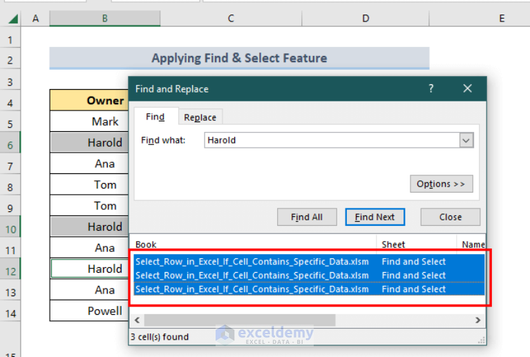 How To Select Row In Excel If Cell Contains Specific Data (4 Ways)