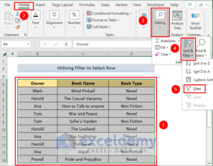 How To Select Row In Excel If Cell Contains Specific Data (4 Ways)