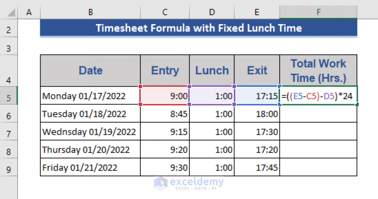 excel-timesheet-formula-with-lunch-break-3-examples-exceldemy