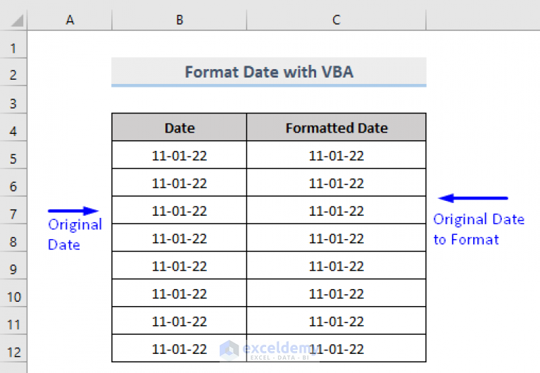 How To Format Date With VBA In Excel 4 Methods ExcelDemy