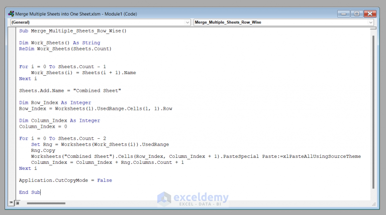 how-to-merge-multiple-sheets-into-one-sheet-with-vba-in-excel-2-ways