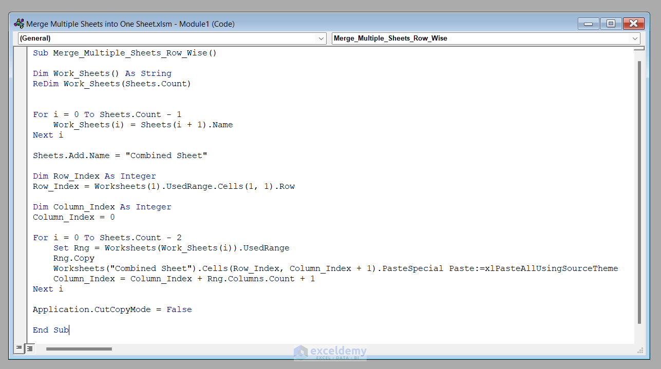 How To Merge Multiple Sheets Into One Sheet With VBA In Excel 2 Ways 