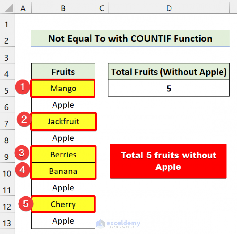 'Not Equal to' Operator in Excel (With 5 Examples) ExcelDemy