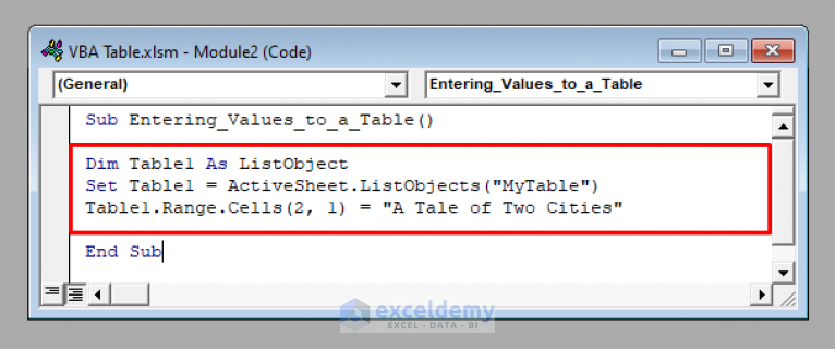 How To Use An Excel Table With Vba 9 Possible Ways Exceldemy 6629