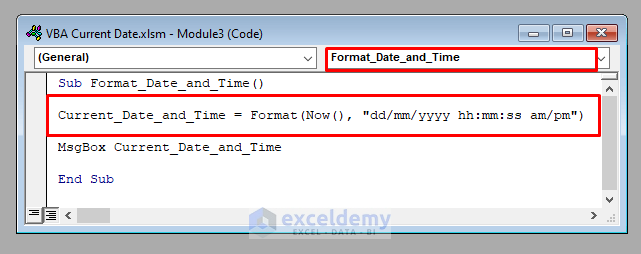 How To Get The Current Date In VBA 3 Ways ExcelDemy