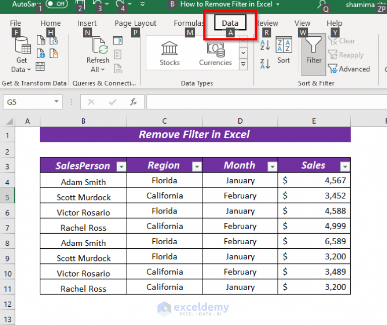  How To Remove Filter In Excel 5 Easy Quick Ways ExcelDemy