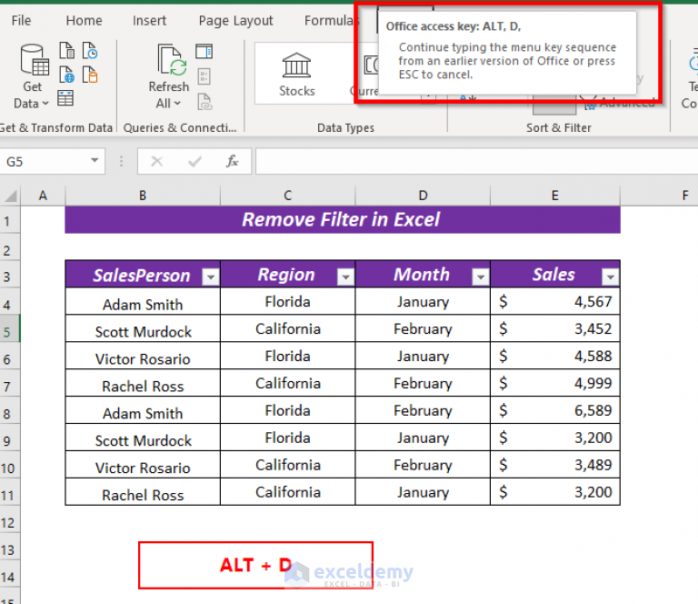 How to Remove Filter in Excel (5 Easy & Quick Ways) - ExcelDemy