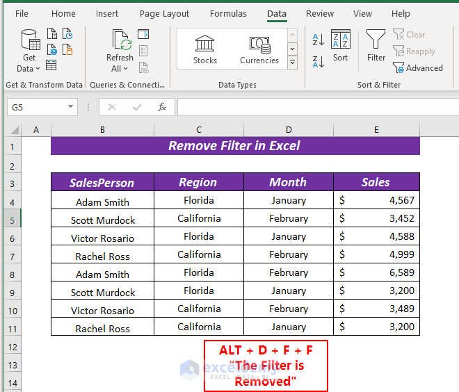 How To Remove Filter In Excel 5 Easy Quick Ways ExcelDemy