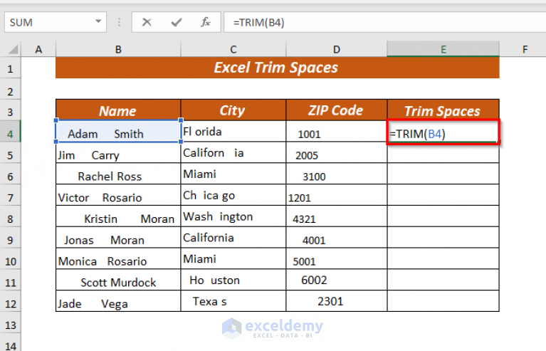 Excel Trim Spaces At End Of Cell