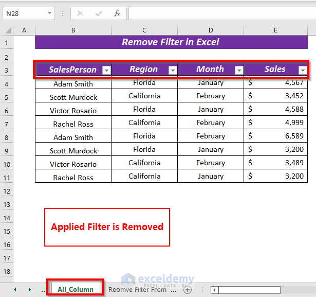 How To Remove Filter In Excel 5 Easy Quick Ways ExcelDemy