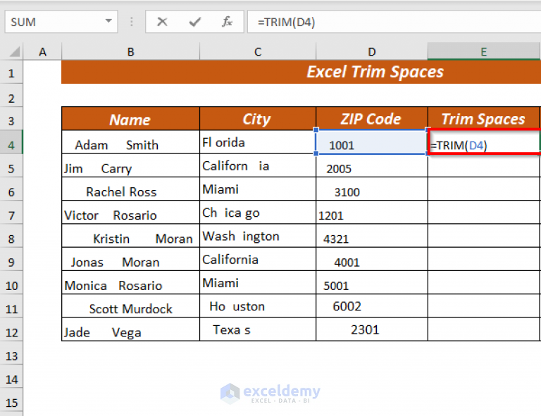 How to Trim Spaces in Excel (8 Easiest Ways) ExcelDemy