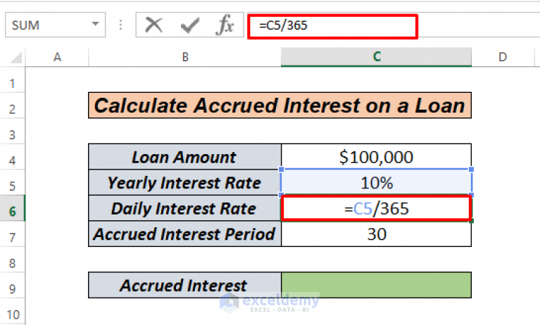 How To Calculate Accrued Interest On A Loan In Excel