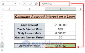 How to Calculate Accrued Interest on a Loan in Excel (3 ways) - ExcelDemy