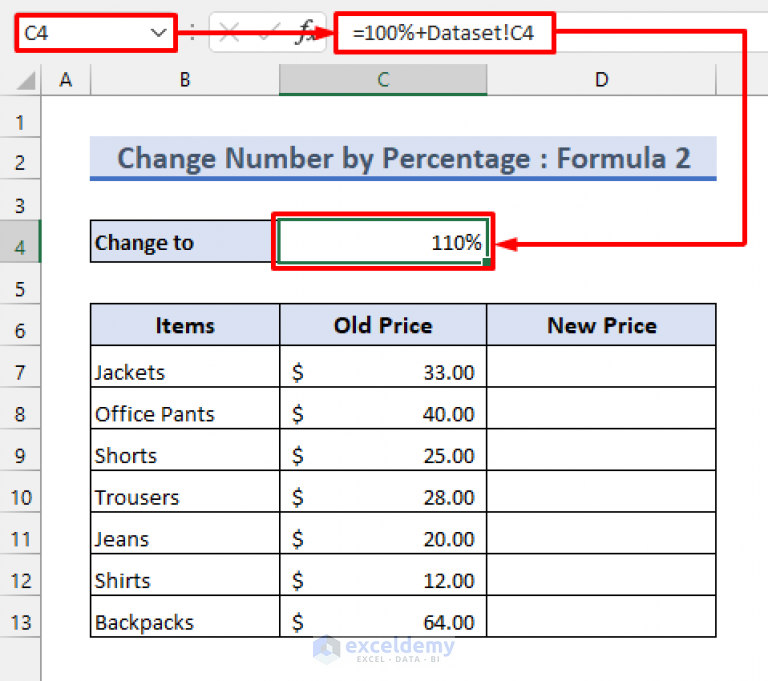 How To Add 10 Percent To A Number In Excel 2 Easy Methods 