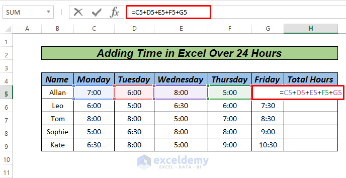 How To Add Time In Excel Over 24 Hours 4 Ways ExcelDemy