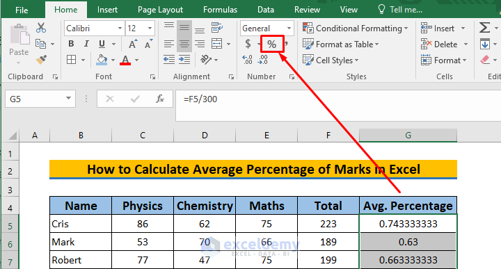 how-to-calculate-average-percentage-of-marks-in-excel-top-4-methods