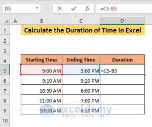 How to Calculate the Duration of Time in Excel (7 Methods) - ExcelDemy