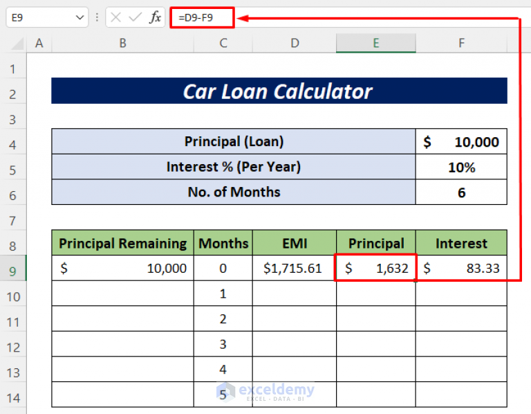 Car Loan Calculator in Excel Sheet (with Easy Steps)