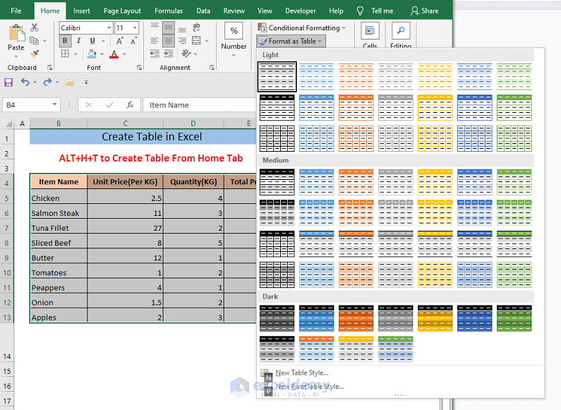 Create Table In Excel Using Shortcut 8 Methods ExcelDemy