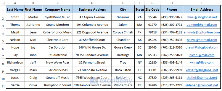 Creating A Mailing List In Excel 2 Methods ExcelDemy