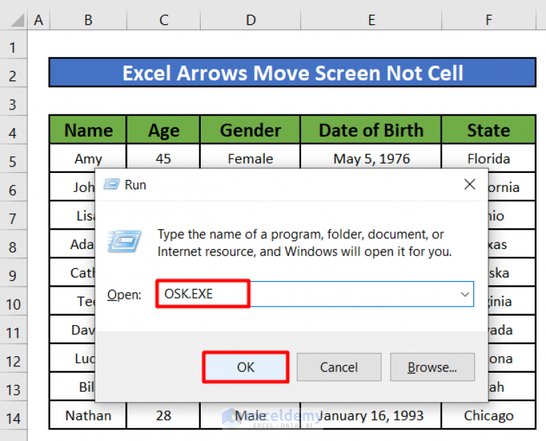 How to Use the Arrows to Move Screen Not Cell in Excel (4 Methods)