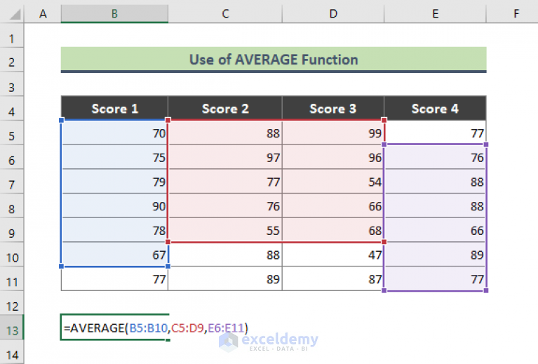 How To Calculate Average Of Multiple Columns In Excel 6 Methods 