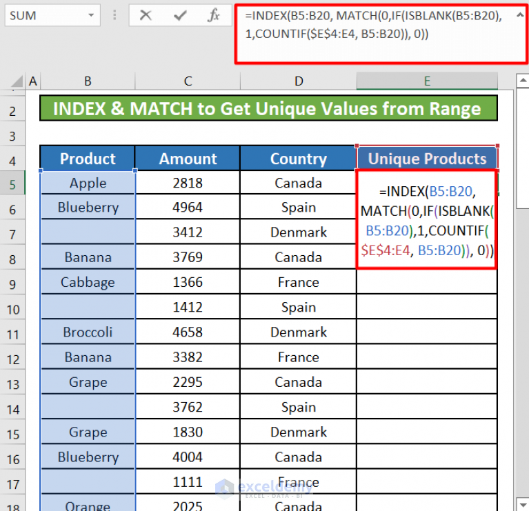 How To Get Unique Values From Range In Excel 8 Methods Exceldemy 8002