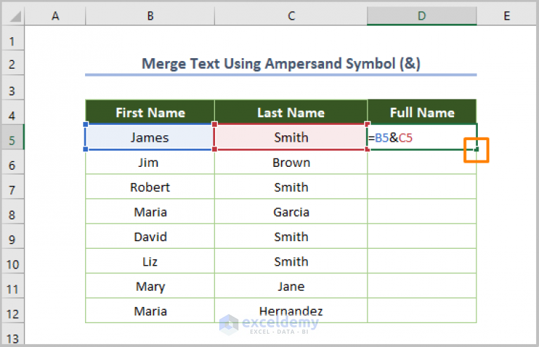 How To Merge Text From Two Cells In Excel 7 Methods Exceldemy 7616