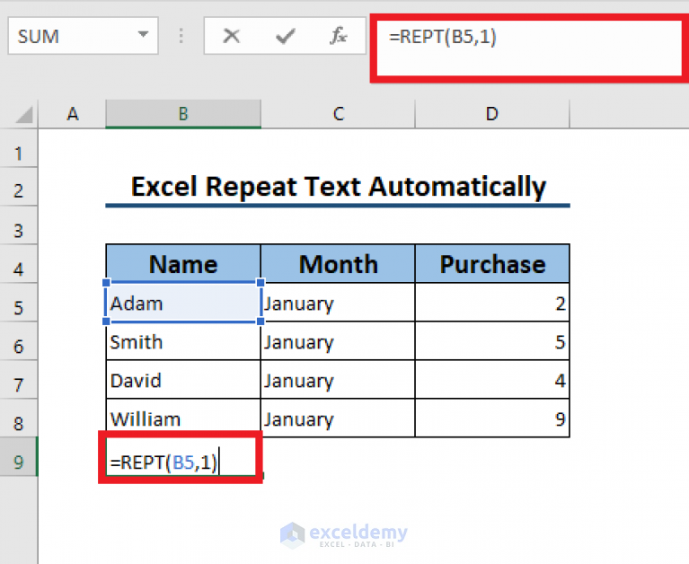 How To Automatically Repeat Text In Excel