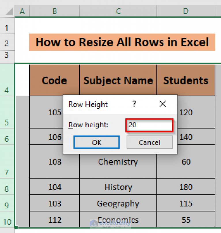 How To Resize All Rows In Excel 6 Different Approaches Exceldemy 9309