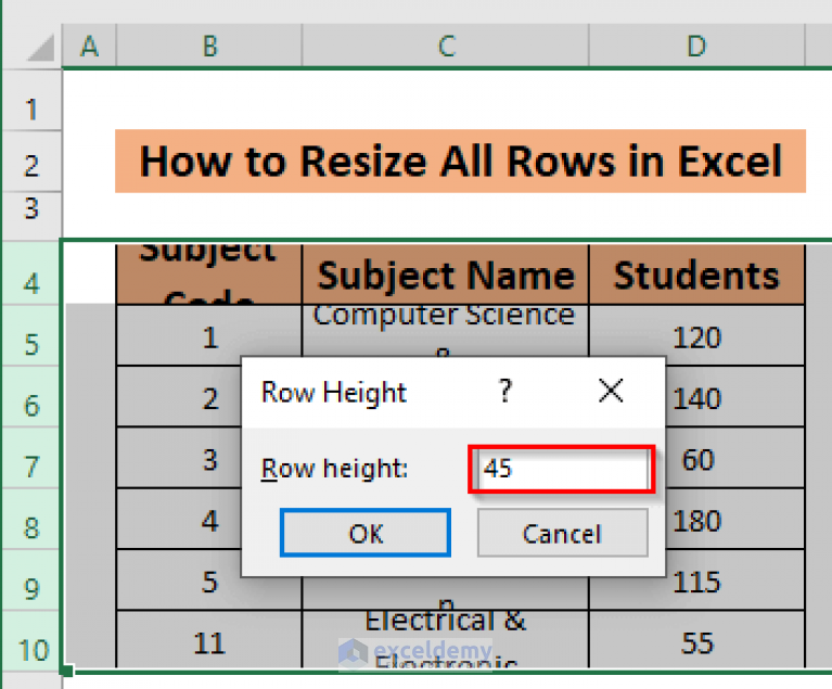 How Do I Resize All Rows In Excel