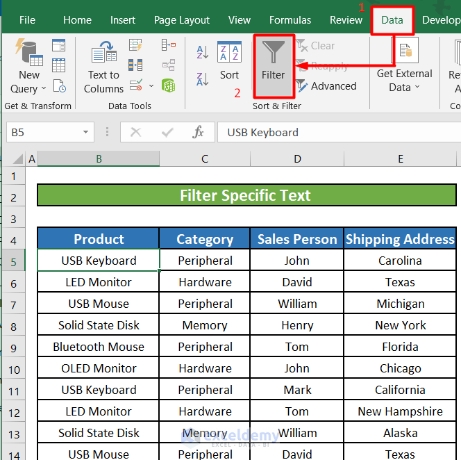 How To Use Text Filter In Excel 5 Examples ExcelDemy