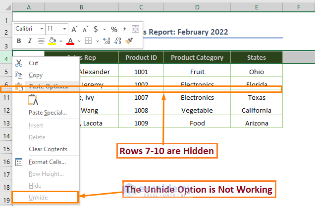 Unhide All Rows Not Working In Excel 5 Issues Solutions ExcelDemy