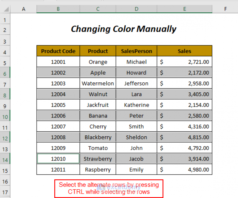 How To Color Alternate Rows In Excel Ways Exceldemy