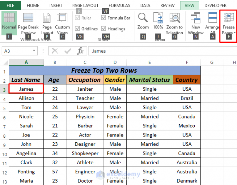 How To Freeze Top Two Rows In Excel 4 Ways ExcelDemy