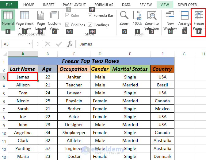  How To Freeze Top Two Rows In Excel 4 Ways ExcelDemy