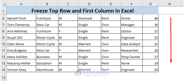 How To Freeze Top Row And First Column In Excel 5 Methods 3114
