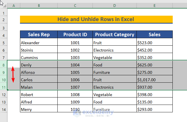 How to Hide and Unhide Rows in Excel (6 Easiest Ways)